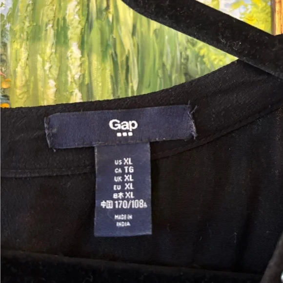 GAP Black Long Sleeve Top with Beaded Neckline - Picture 2 of 6